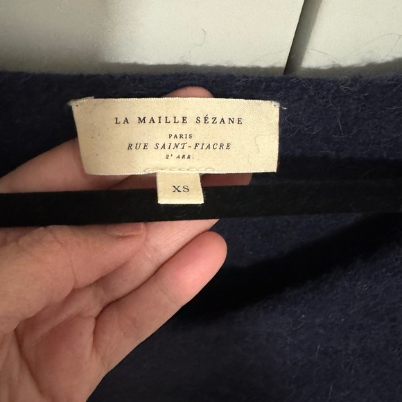 Sezane Denisa Jumper - Navy Blue V-Neck Women's Sweater - Picture 5 of 6